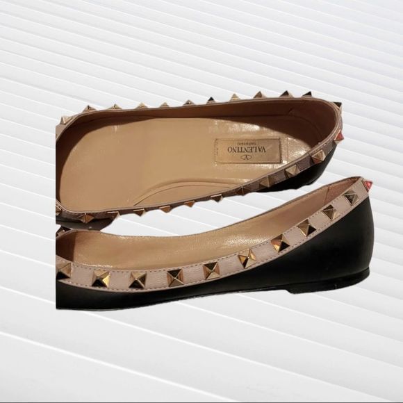 Valentino Garavani's ballerina Rockstud black ballet flats 37 - Picture 8 of 12